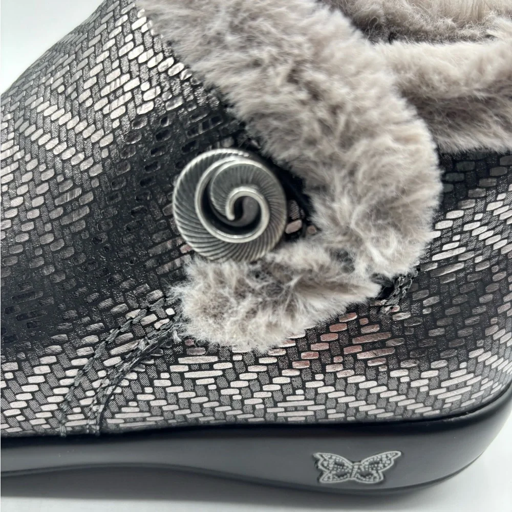 Alegria  by PG Lite Meri Pewter Faux Fur‎ Lining Boots Slip Resistant Size 38